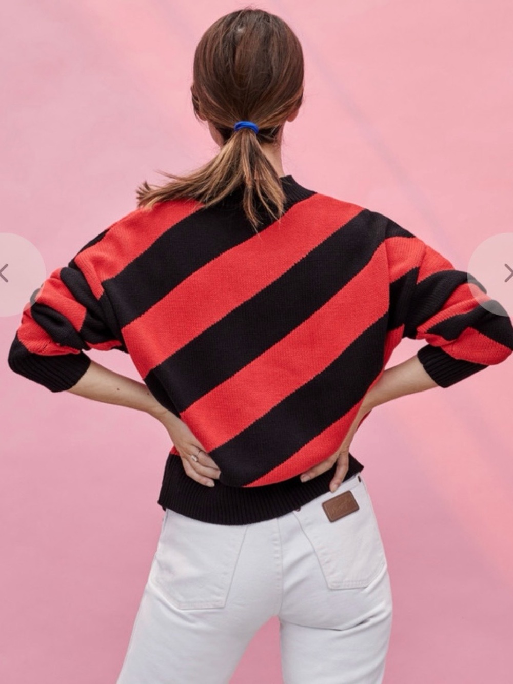 Clare V. Drop Shoulder Sweater Black/Poppy Stripe XS - Picture 2 of 8